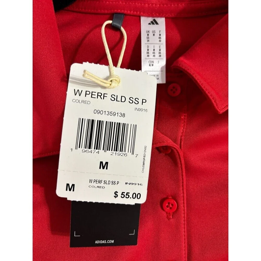 adidas Women's Performance Solid Short Sleeve Golf Polo Shirt - Collegiate Red